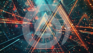 A colorful image of a mountain range with a blue sky in the background by AI generated image