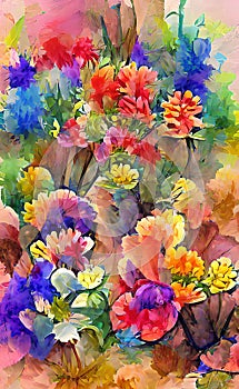 Colorful Impressionable Flowers in Water Color Design