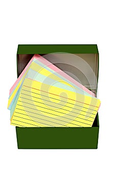 Colorful Index Cards In Vintage Metal Box