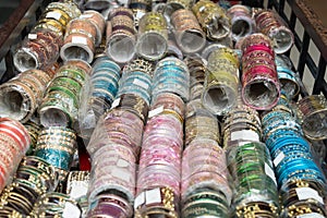 Colorful Indian bracelets for sale in the retail shop