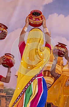 Colorful Indian dancers