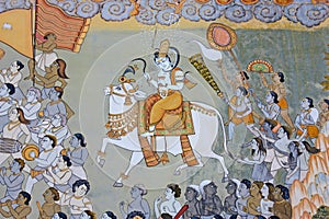 Colorful indian mural in the fort a
