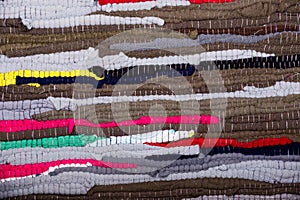 Colorful, indian rug made â€‹â€‹from scraps of fabric