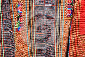 Colorful indigo dyed batik cloth from Sapa