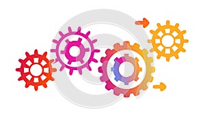 Colorful Industrial Gears, Collaborative Technology System, vector design Generative AI