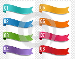 Colorful Infografic Ribbon Set Isolated Transparent Background photo