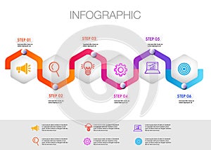 colorful Infographic 6 step road map template