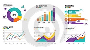 Colorful Infographics Collection with Charts, Graphs, and Data Visualizations