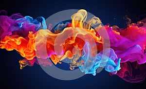 Colorful ink cloud underwater