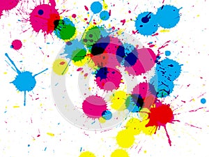 Colorful ink drops on white