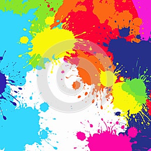 Colorful Ink Splashed On The Red Background photo