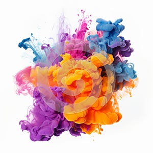 Colorful Ink Splashes On White Background - Mesmerizing Optical Illusions