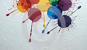Colorful Ink Splatters on White