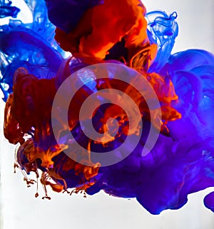 Colorful ink swirling in water