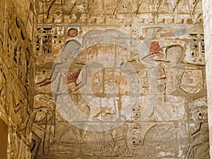 Colorful Inscriptions on Mortuary Temple of Ramesses III at Medinet Habu
