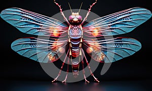 A colorful insect with a large wingspan, AI