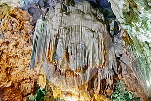 Colorful inside of Hang Sung Sot cave world heritage site