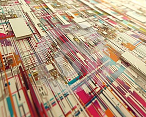 Colorful integrated circuit board background, abstract graphics