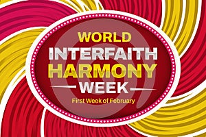 Colorful interfaith harmony week background design in curtain style with typography