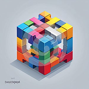 Colorful Interlocking Cube Structure