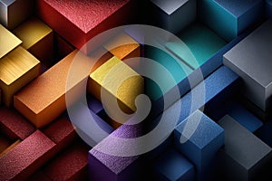 Colorful Interlocking 3D Blocks Abstract Design