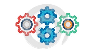 Colorful Interlocking Gears Icon for Teamwork and Creative Process. vector design Generative AI