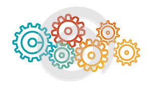 Colorful Interlocking Gears Mechanical System, vector design Generative AI