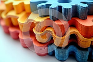 Colorful Interlocking Gear Shapes