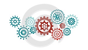 Colorful Interlocking Gears Technology Vector, vector design Generative AI