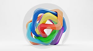 Colorful Interlocking Loops in a 3 D Abstract Composition