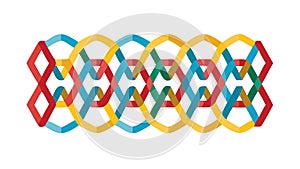 Colorful Interwoven Ribbon Pattern Abstract Background, vector design Generative AI