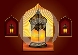 Colorful intricate arabic lantern photo