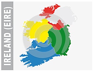 Colorful Ireland, Eire administrative and political map