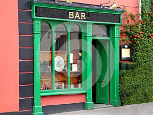 A Colorful Irish Pub with an Open Door