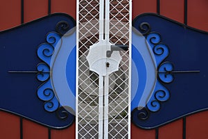 Colorful iron house gate and fence