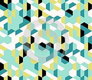 Colorful irregular vector abstract geometric seamless pattern with hexagons