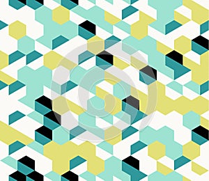 Colorful irregular vector abstract geometric seamless pattern with hexagons