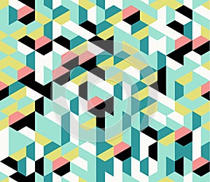 Colorful irregular vector abstract geometric seamless pattern with hexagons
