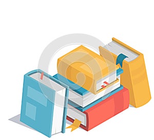 Colorful isometric book icon. Stock vector. Books pile illustration.