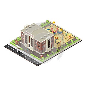 Colorful Isometric Children Playground Concept