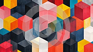 Colorful Isometric Cube Pattern Abstract Background
