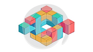 Colorful Isometric Cubes Abstract Geometric Pattern, vector design Generative AI