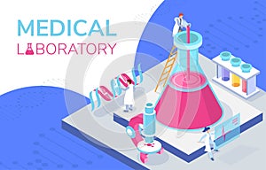 Colorful isometric illustration of a medical laboratory