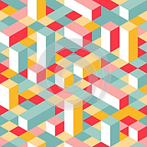 Colorful Isometric Seamless Pattern