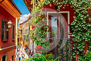 Colorful italian architecture in Bellagio town, Lombardy region, Italy