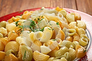 Colorful Italian conchiglie pasta