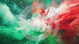 colorful Italian flag green white red color holi paint powder explosion. Generative AI
