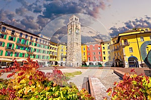 Colorful italian square in Riva del Garda