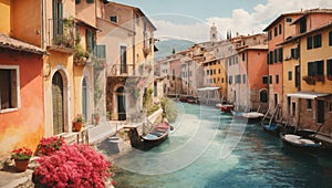 Colorful Italy Oil Painting Landscape Landscape Wallpaper Illustration Background Watercolor Ink