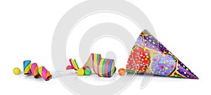 Colorful articles for event  celebration  isolated on white background